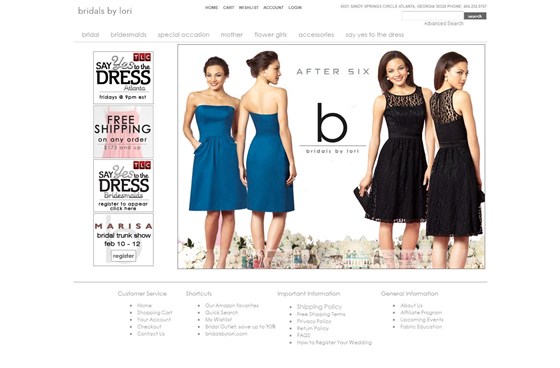 co-branded landing page - rotating ads: bridalsbylori.com